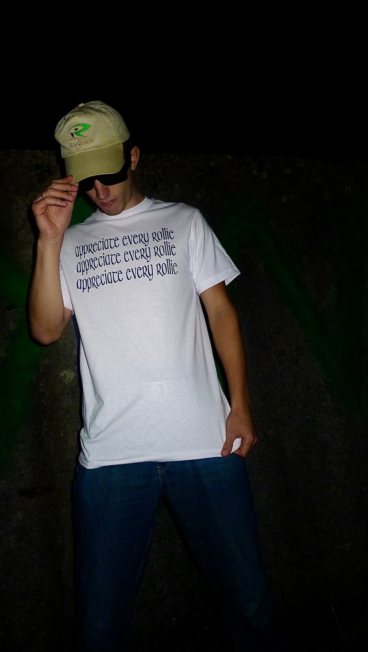 Fabric detail of appreciate every rollie Tee